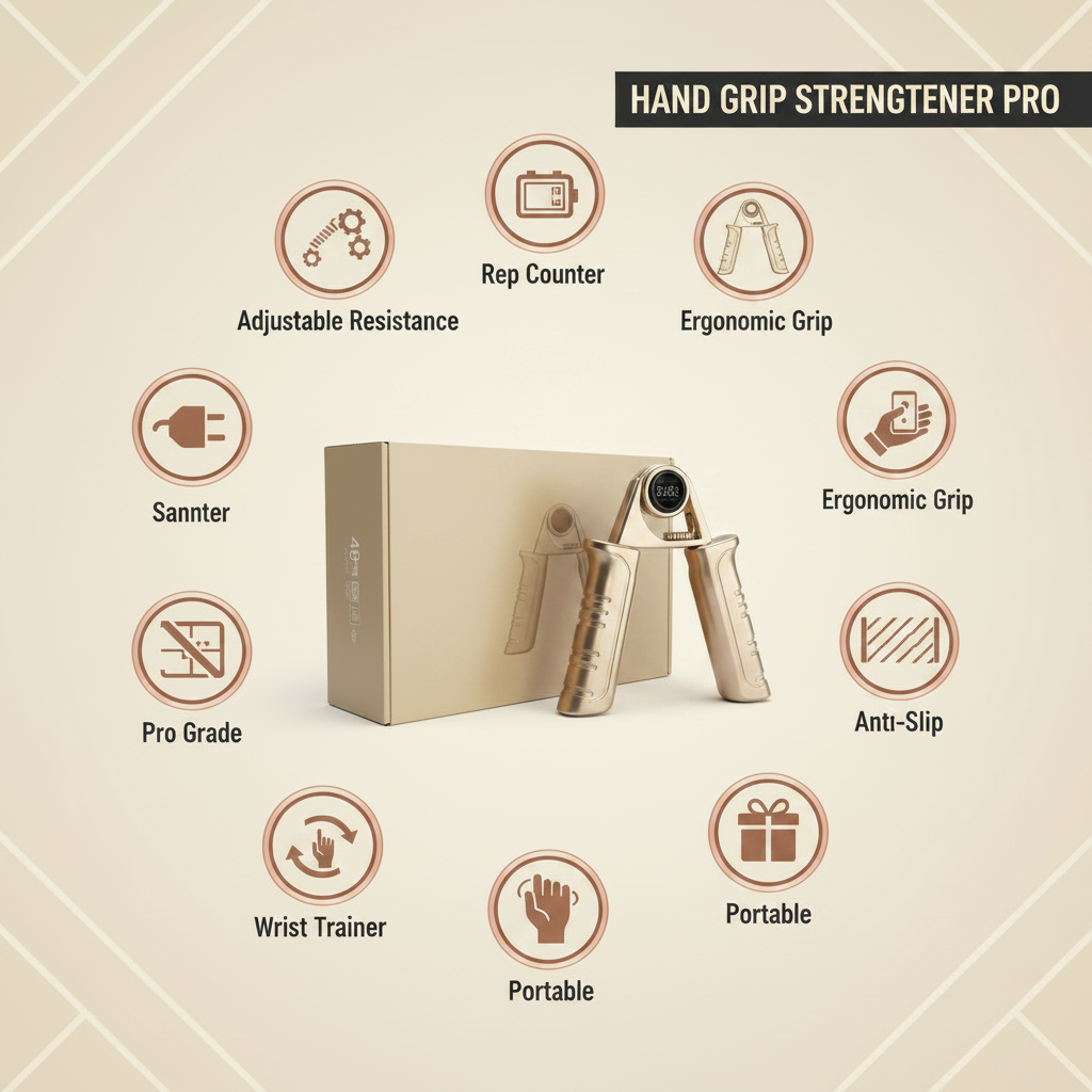 Adjustable Hand Grip Strengthener With Counter (1 Pc)